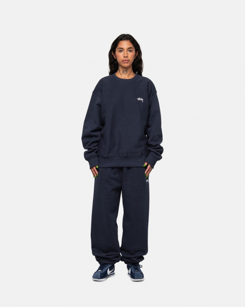 Stussy Stock Logo Sweatpant - Unisex Pants Granatowe | PLNEJ48260