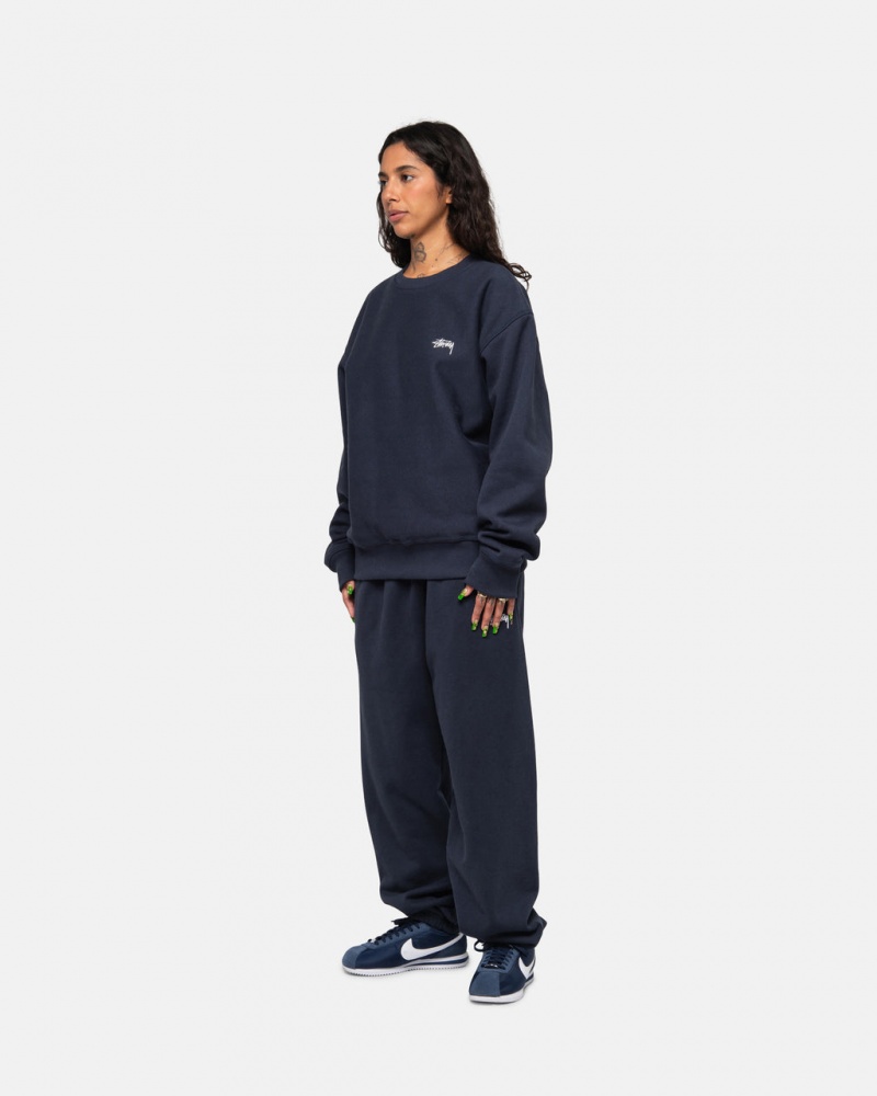 Stussy Stock Logo Sweatpant - Unisex Pants Granatowe | PLNEJ48260