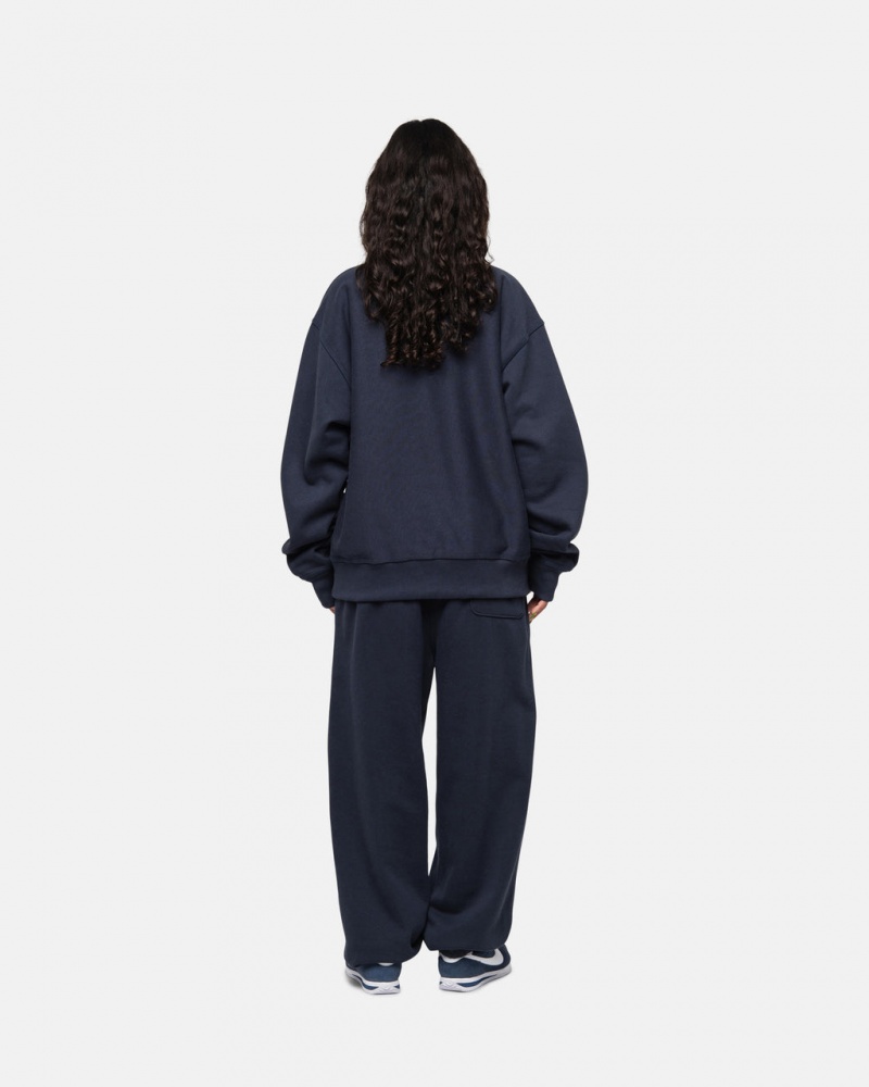 Stussy Stock Logo Sweatpant - Unisex Pants Granatowe | PLNEJ48260