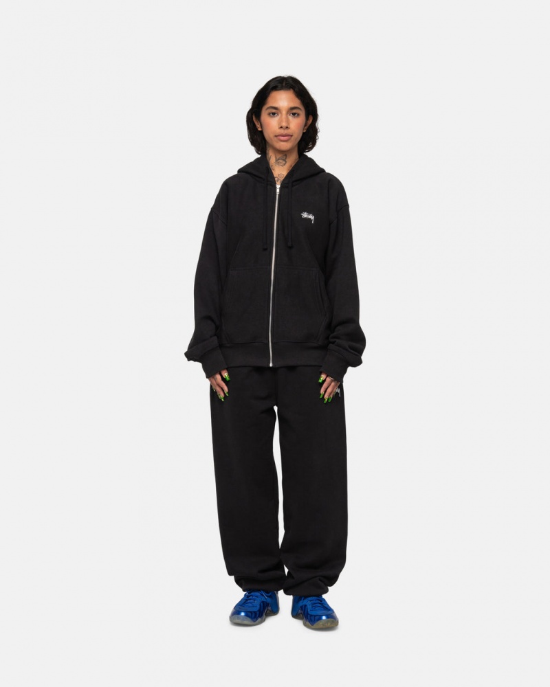 Stussy Stock Logo Sweatpant - Unisex Pants Czarne | PLXMI29295