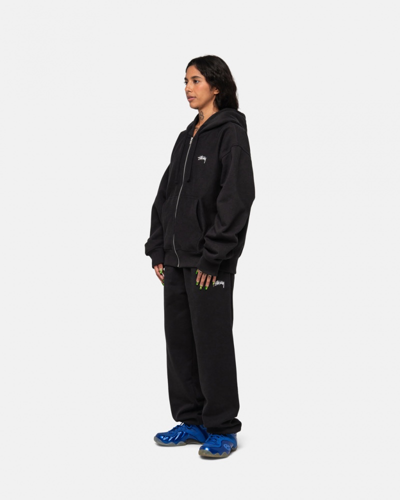 Stussy Stock Logo Sweatpant - Unisex Pants Czarne | PLXMI29295