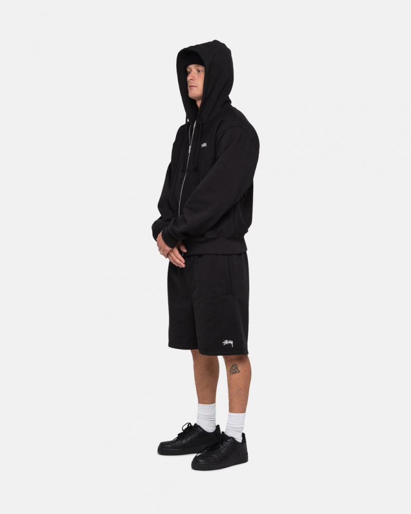 Stussy Stock Logo Sweatshort - Unisex Shorts Trunks Czarne | XPLGW84182