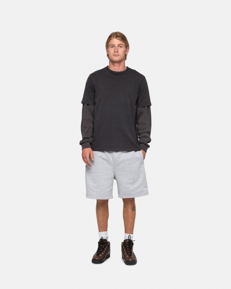 Stussy Stock Logo Sweatshort - Unisex Shorts Trunks Szare | UPLND91436