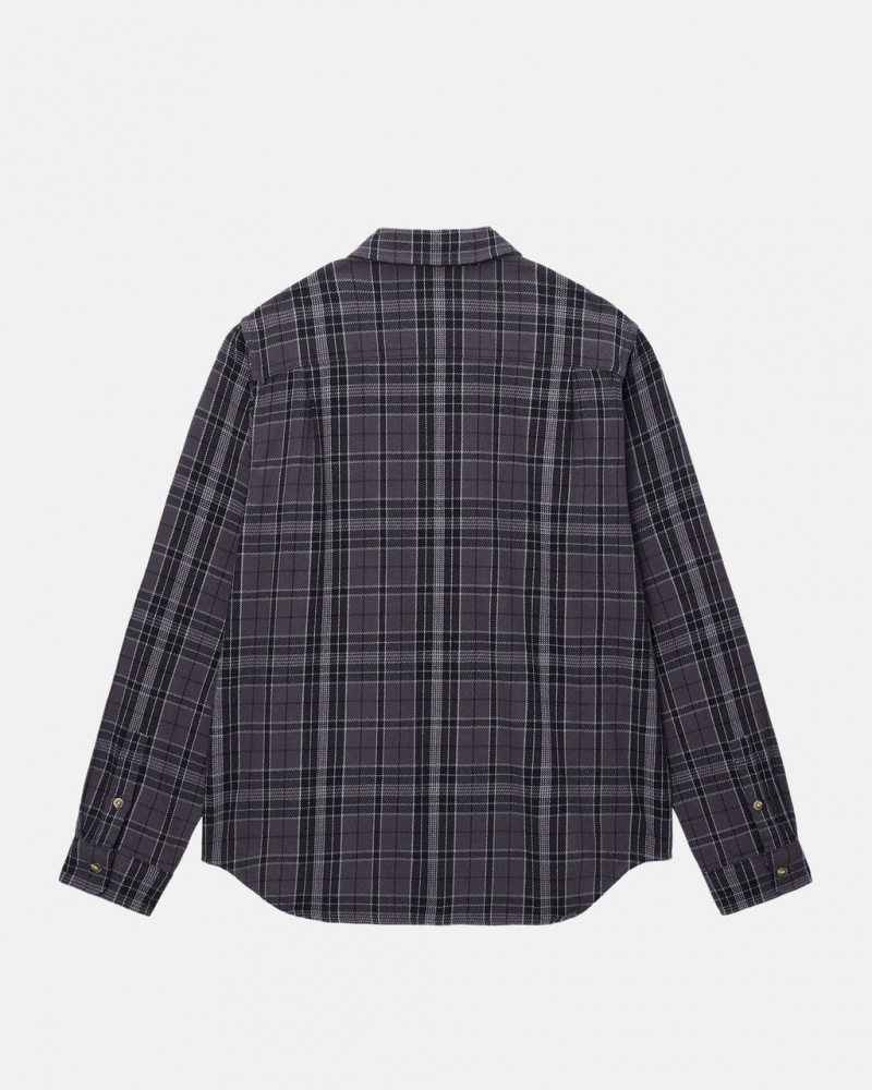 Stussy Stones Plaid Shirt - Unisex Tops Czarne | DPLVO97704