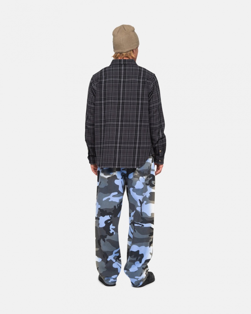 Stussy Stones Plaid Shirt - Unisex Tops Czarne | DPLVO97704