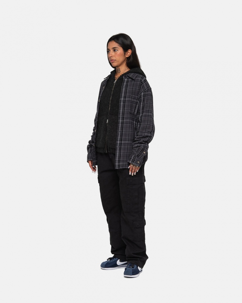 Stussy Stones Plaid Shirt - Unisex Tops Czarne | DPLVO97704