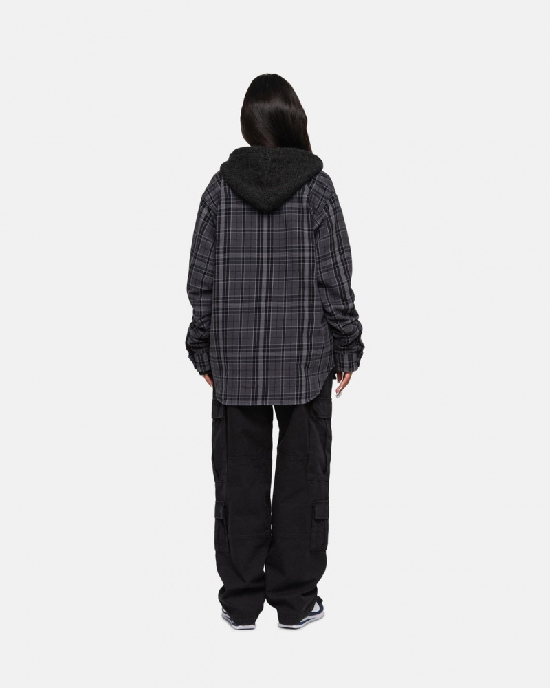 Stussy Stones Plaid Shirt - Unisex Tops Czarne | DPLVO97704