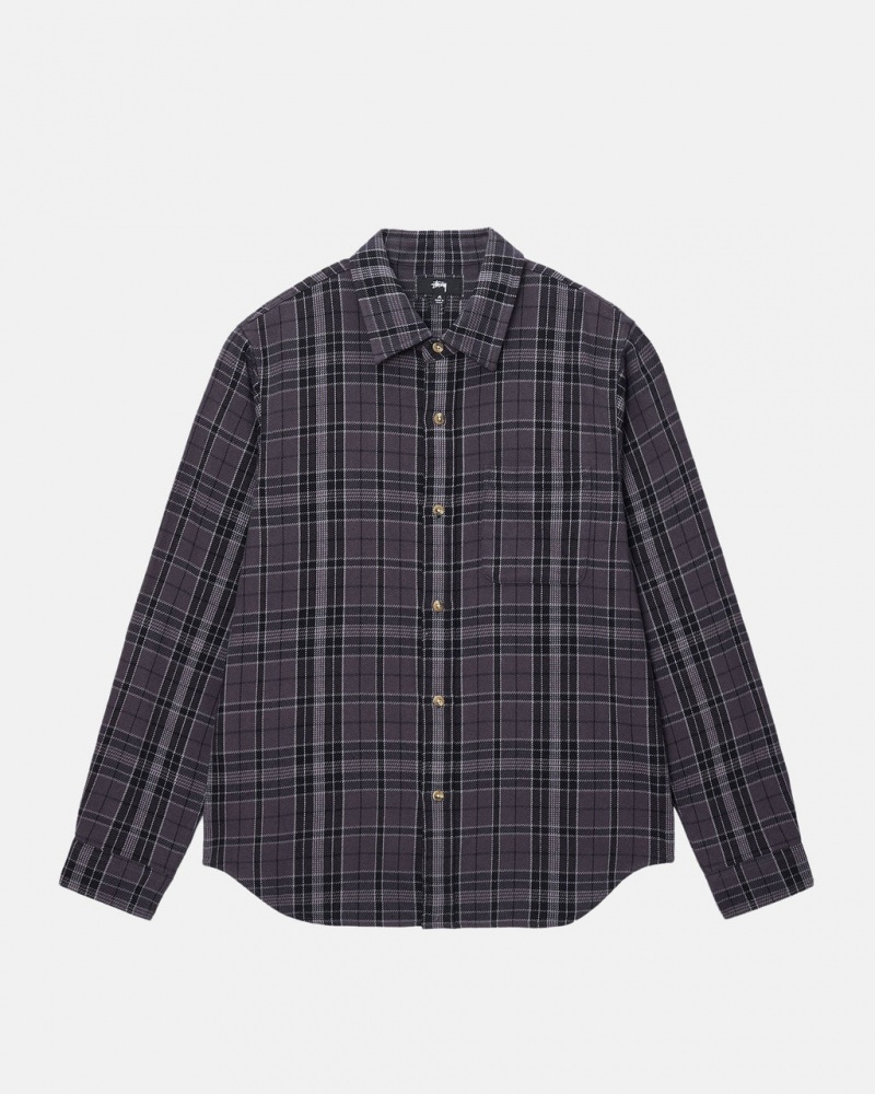 Stussy Stones Plaid Shirt - Unisex Tops Czarne | DPLVO97704