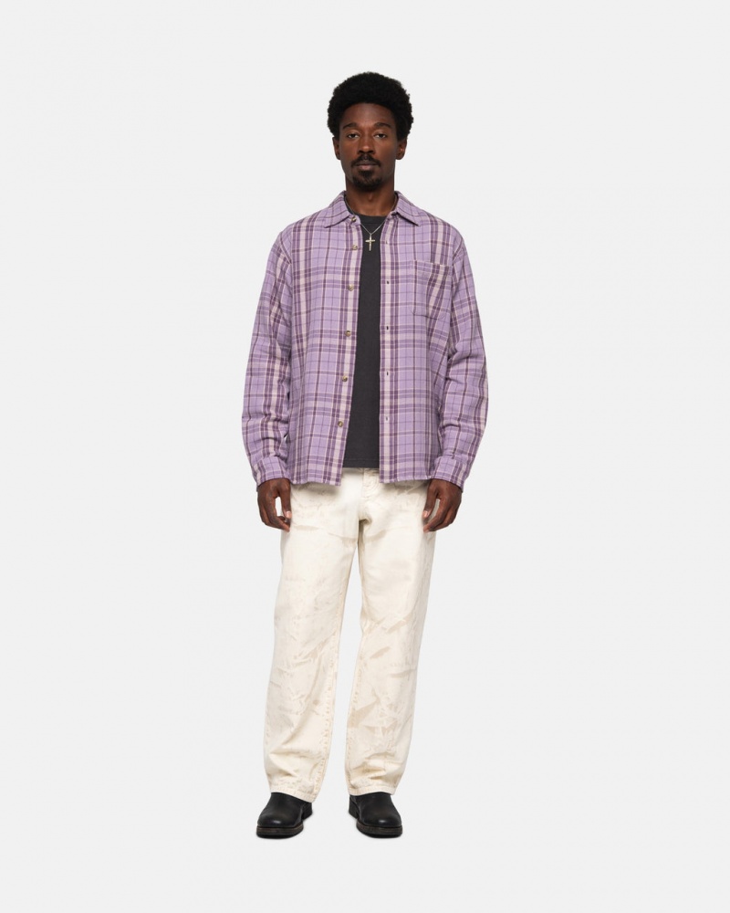 Stussy Stones Plaid Shirt - Unisex Tops Lawenda | BPLSO24219