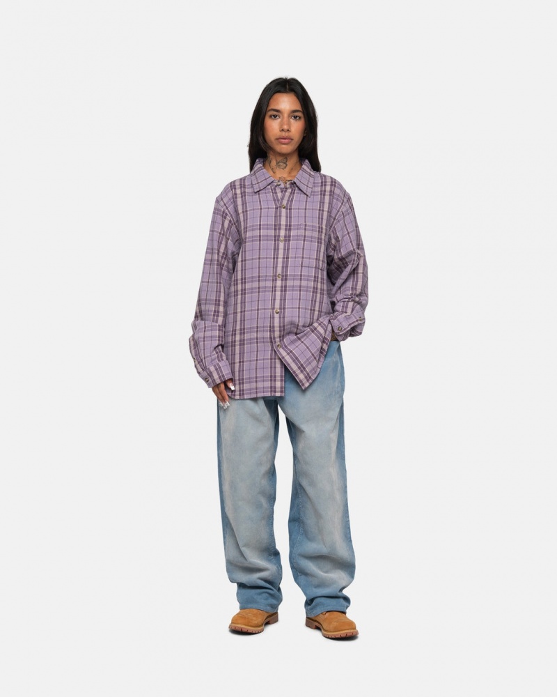 Stussy Stones Plaid Shirt - Unisex Tops Lawenda | BPLSO24219