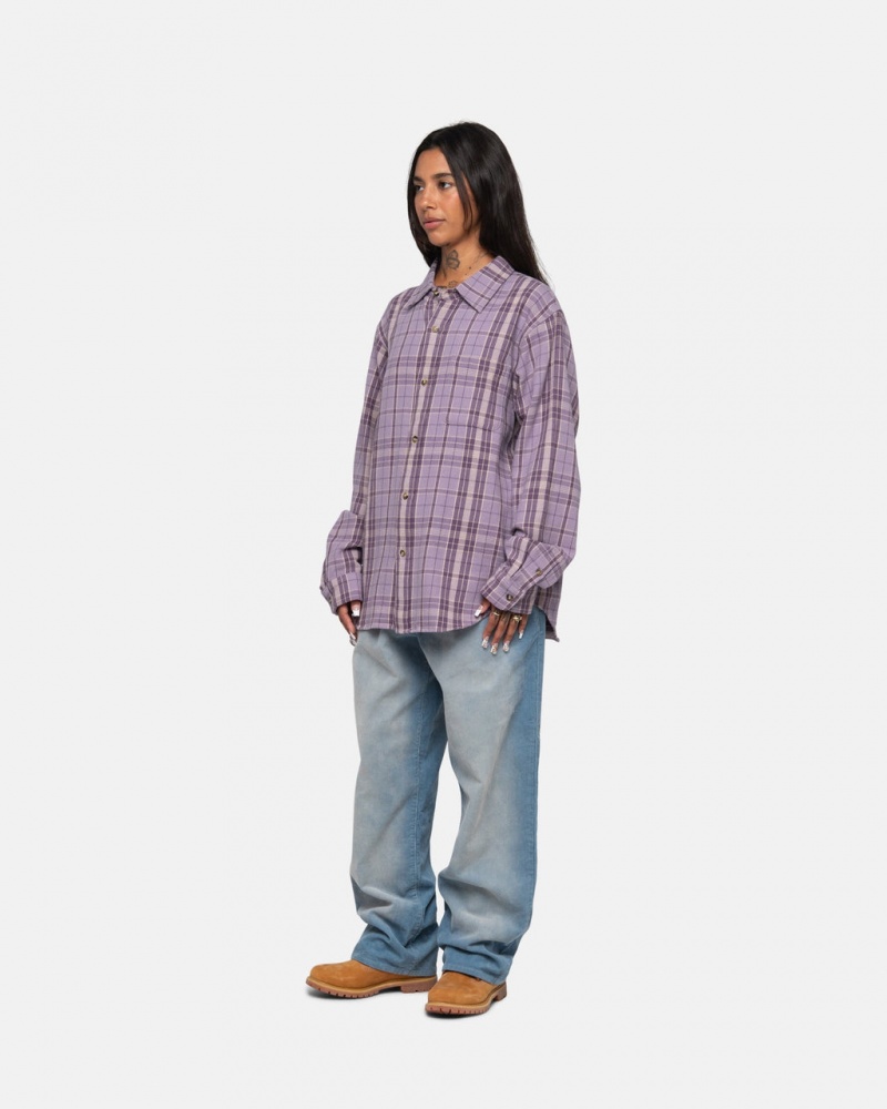 Stussy Stones Plaid Shirt - Unisex Tops Lawenda | BPLSO24219