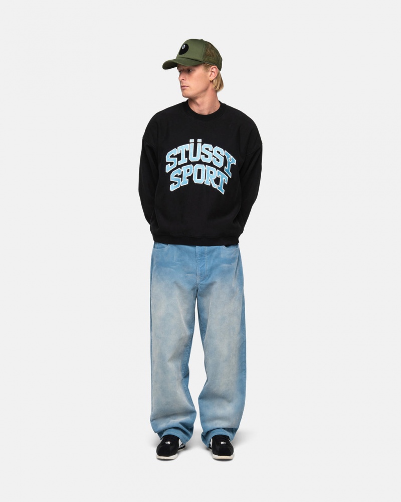 Stussy Stüssy Sportowe Relaxed Oversized Crew - Unisex Hoodies Czarne | LPLSX40056