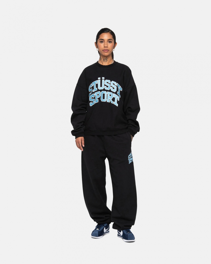 Stussy Stüssy Sportowe Relaxed Oversized Crew - Unisex Hoodies Czarne | LPLSX40056