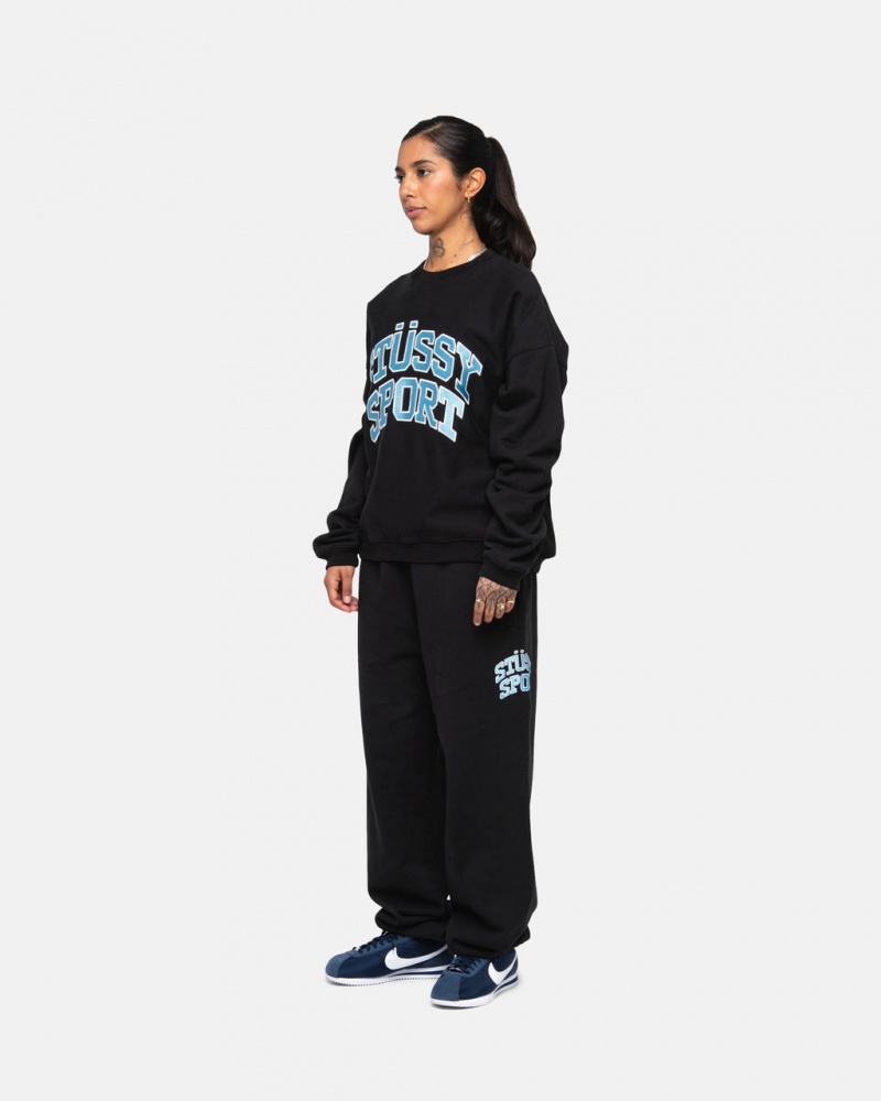 Stussy Stüssy Sportowe Relaxed Oversized Crew - Unisex Hoodies Czarne | LPLSX40056