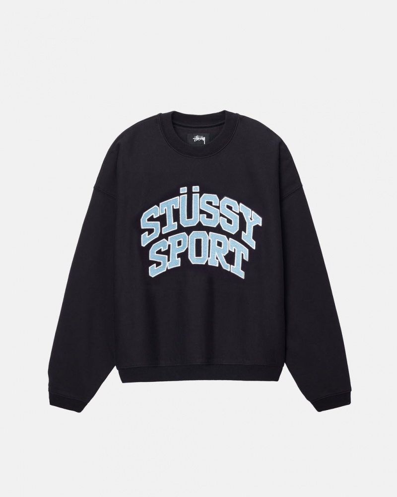 Stussy Stüssy Sportowe Relaxed Oversized Crew - Unisex Hoodies Czarne | LPLSX40056