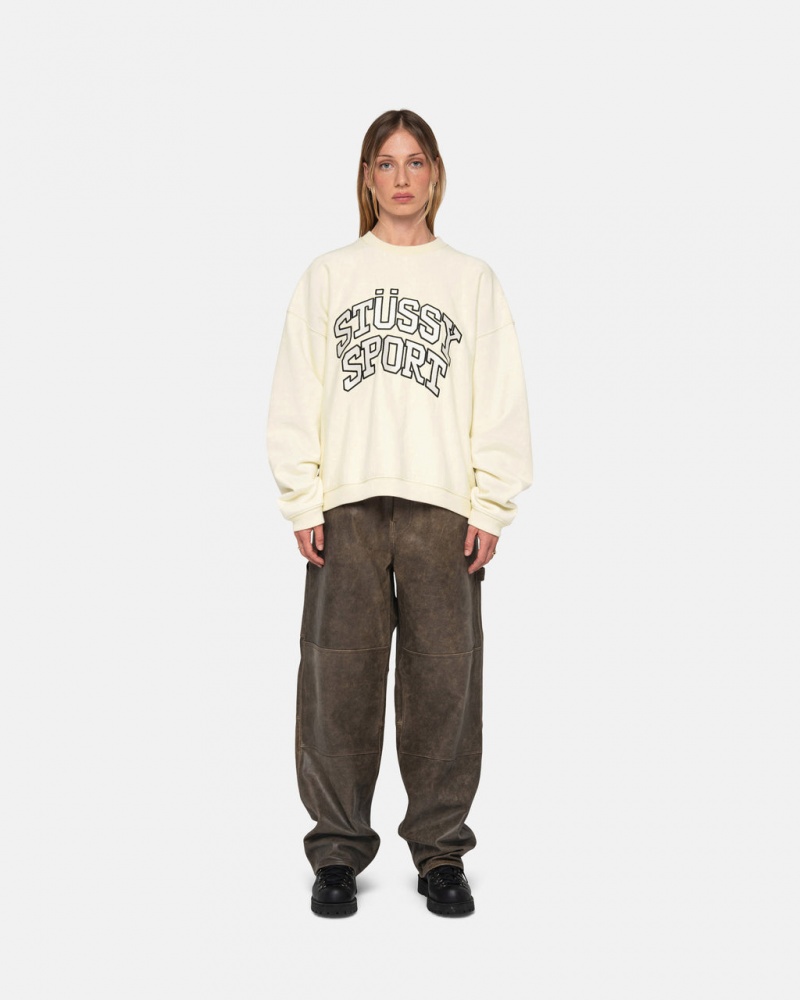 Stussy Stüssy Sportowe Relaxed Oversized Crew - Unisex Hoodies Białe | PLEAH17759