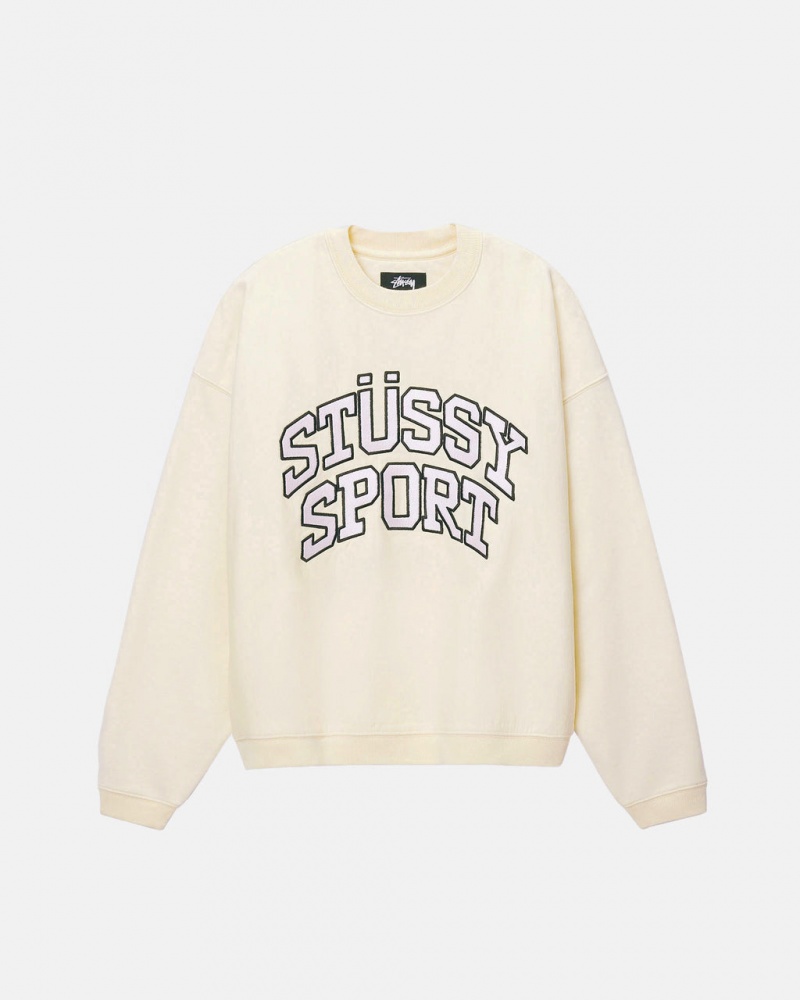 Stussy Stüssy Sportowe Relaxed Oversized Crew - Unisex Hoodies Białe | PLEAH17759