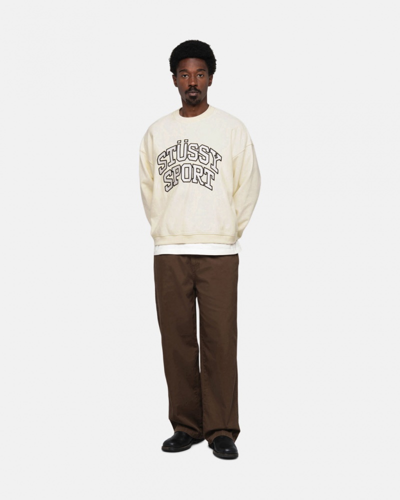 Stussy Stüssy Sportowe Relaxed Oversized Crew - Unisex Hoodies Sweatshirts Białe | BPLSO58330