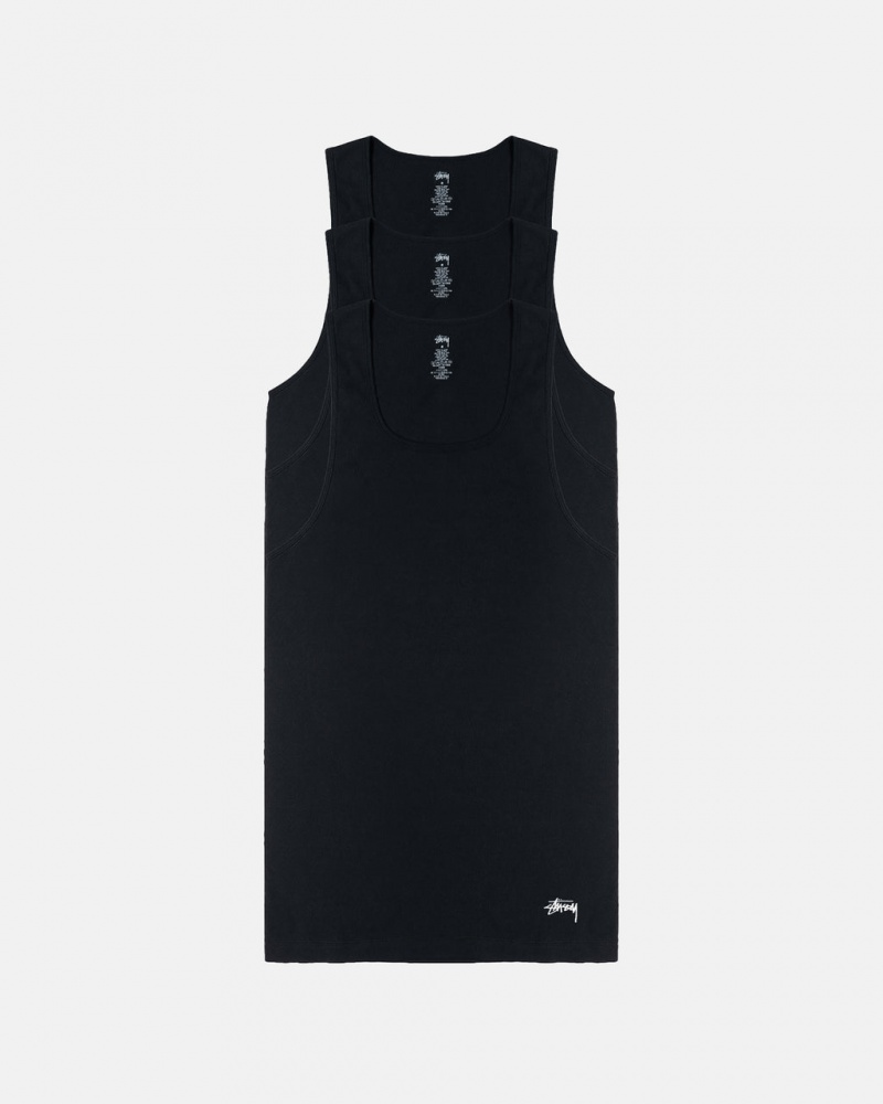 Stussy Stussy Tank Undershirt - Unisex Sweaters Knits Czarne | LPLSX77187