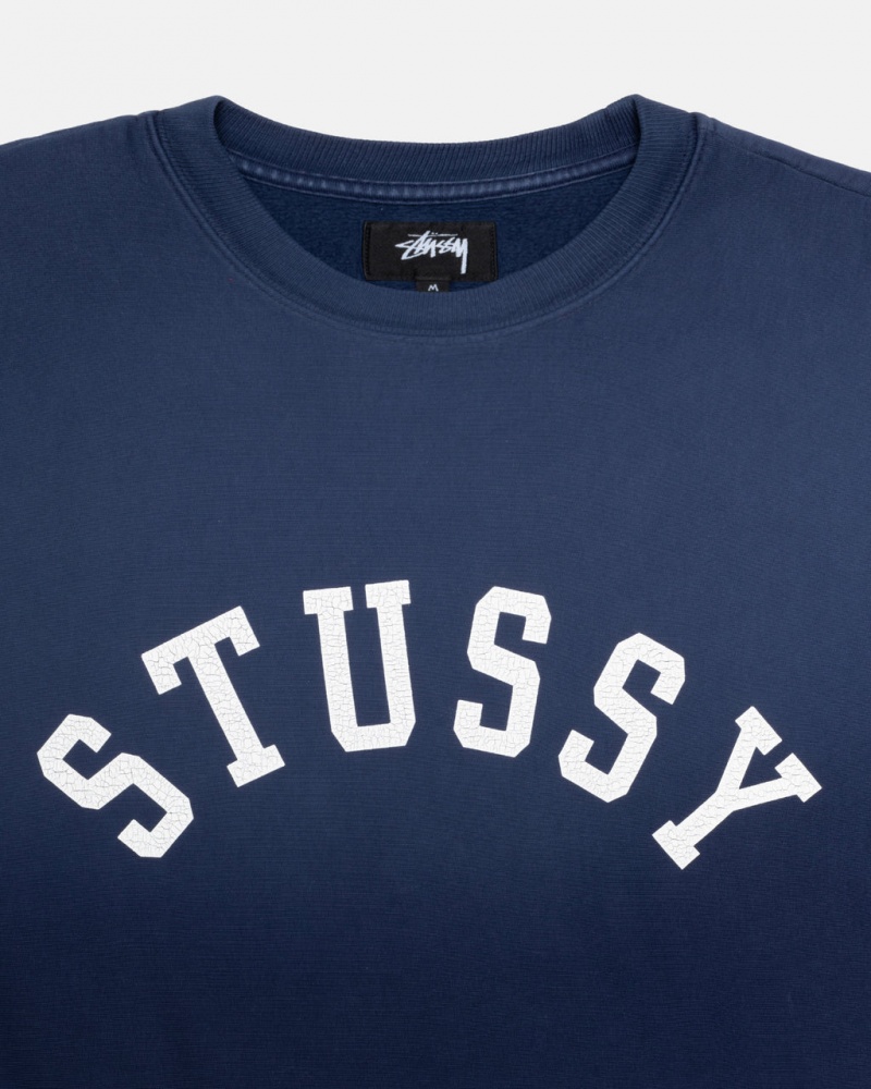 Stussy Sun Faded Oversized Crew - Unisex Hoodies Granatowe | PLJVR59390