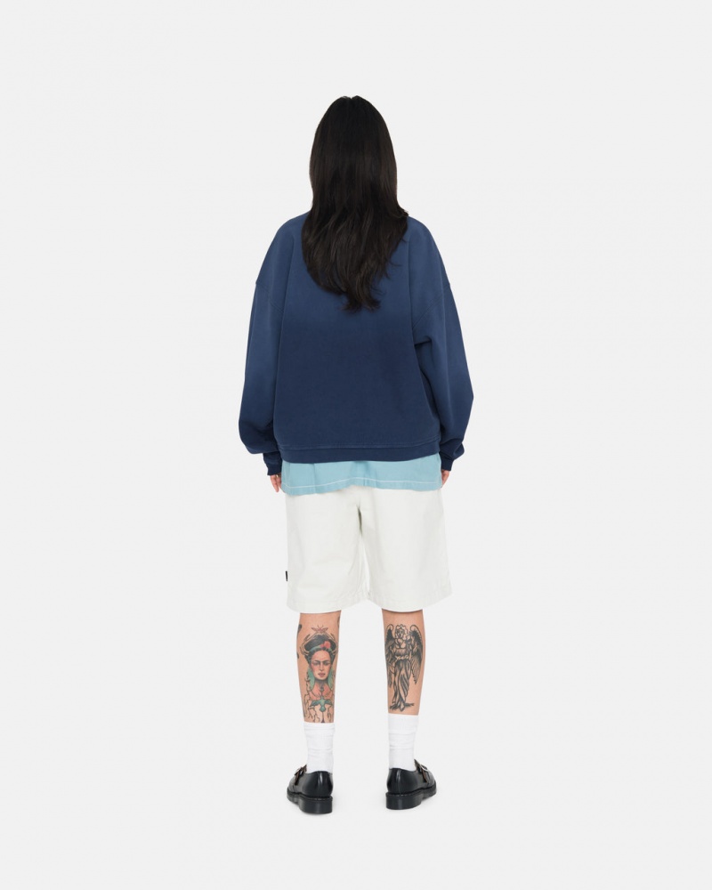 Stussy Sun Faded Oversized Crew - Unisex Hoodies Granatowe | PLJVR59390