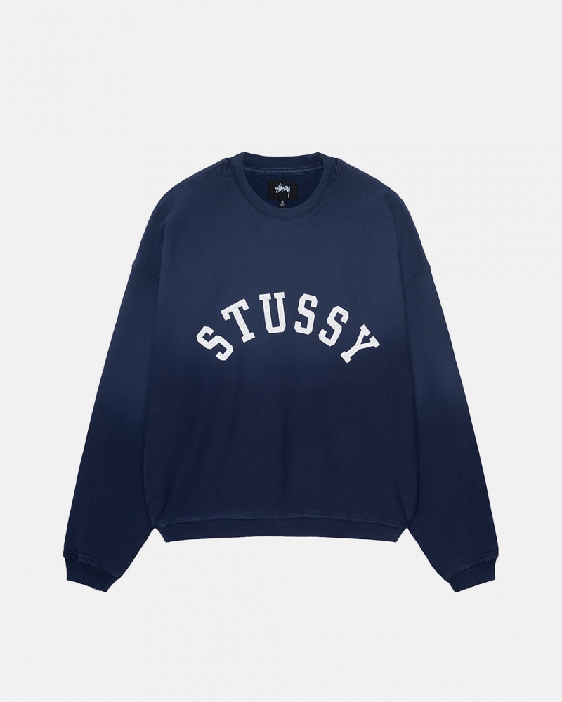 Stussy Sun Faded Oversized Crew - Unisex Hoodies Granatowe | PLJVR59390