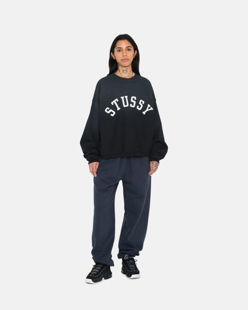 Stussy Sun Faded Oversized Crew - Unisex Hoodies Czarne | PLNEJ87885