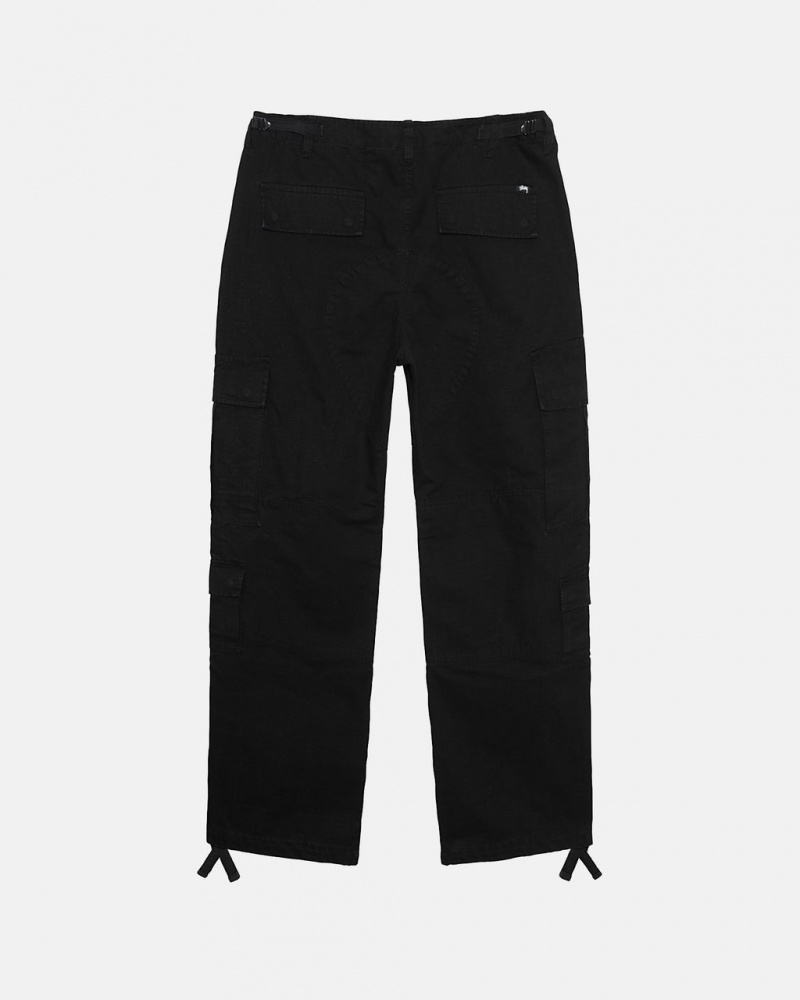 Stussy Surplus Cargo Ripstop - Unisex Jeans Pants Czarne | PLCIF27594