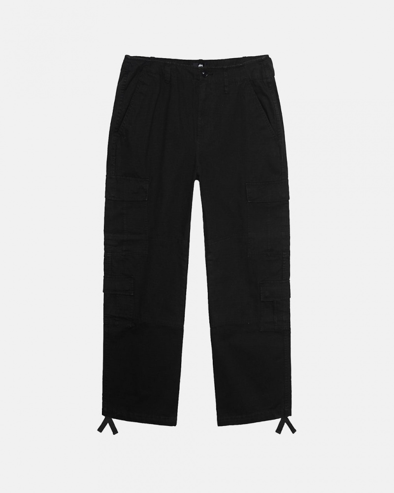 Stussy Surplus Cargo Ripstop - Unisex Jeans Pants Czarne | PLCIF27594