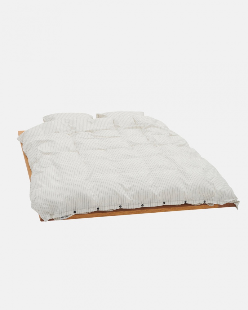 Stussy Tekla Percale Duvet Cover - Queen - Unisex Home Goods Białe | PLQCS10400