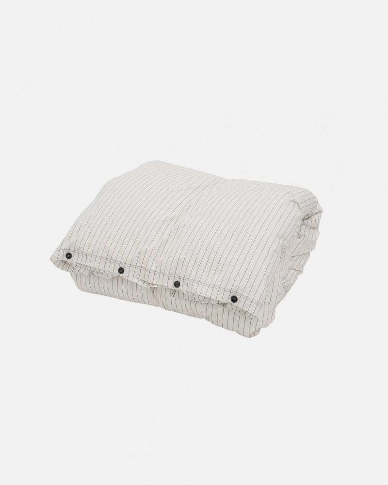 Stussy Tekla Percale Duvet Cover - Queen - Unisex Home Goods Białe | PLQCS10400