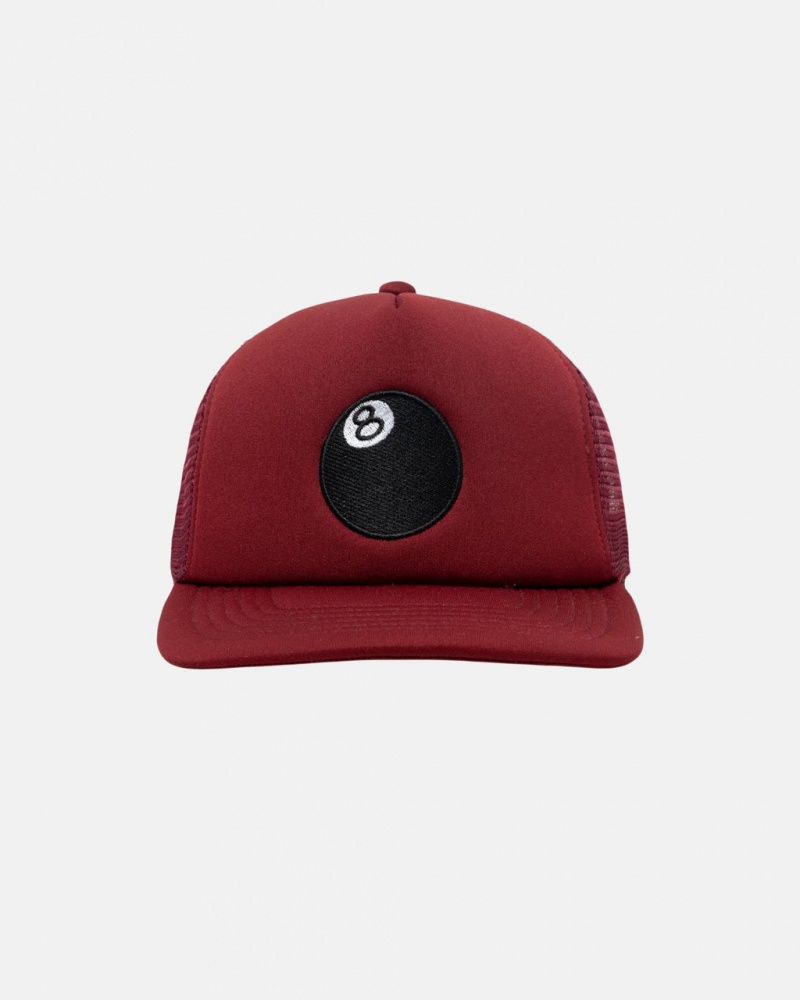 Stussy Trucker 8 Ball Snapback - Unisex Czerwone | PLZPD82861