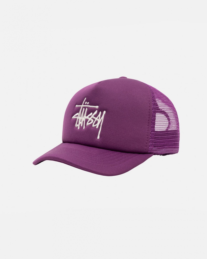 Stussy Trucker Big Basic Snapback - Unisex Fioletowe | EPLHC19963