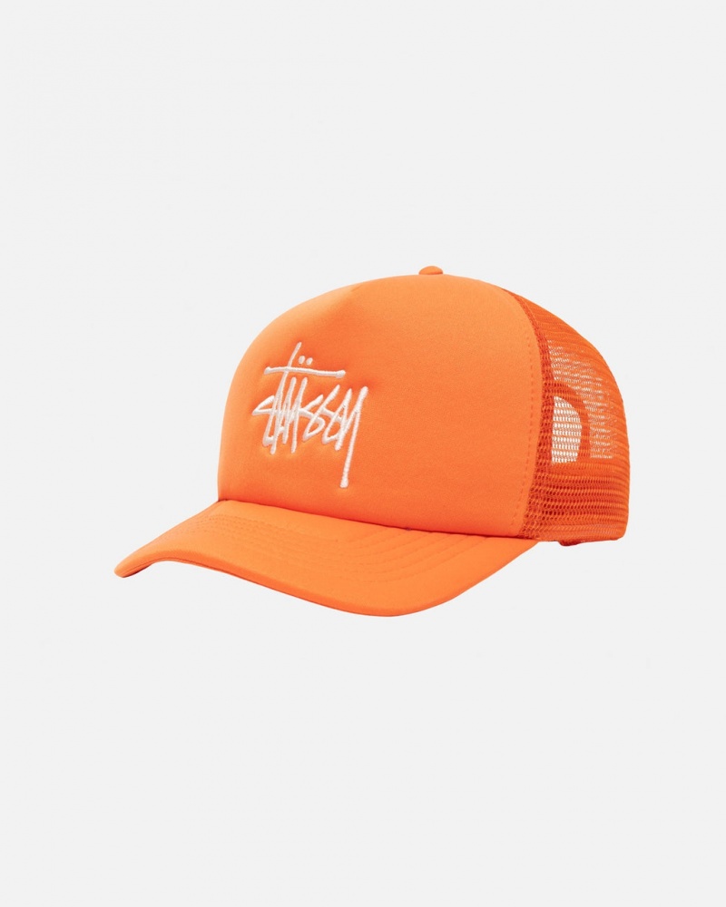 Stussy Trucker Big Basic Snapback - Unisex Pomarańczowe | PLJBT53118