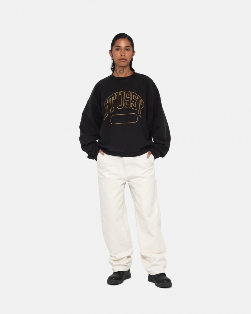 Stussy Varsity Oversized Crew - Unisex Hoodies Czarne | PLNEJ88118