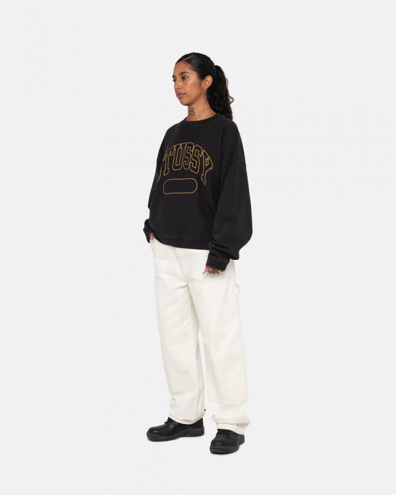 Stussy Varsity Oversized Crew - Unisex Hoodies Czarne | PLNEJ88118