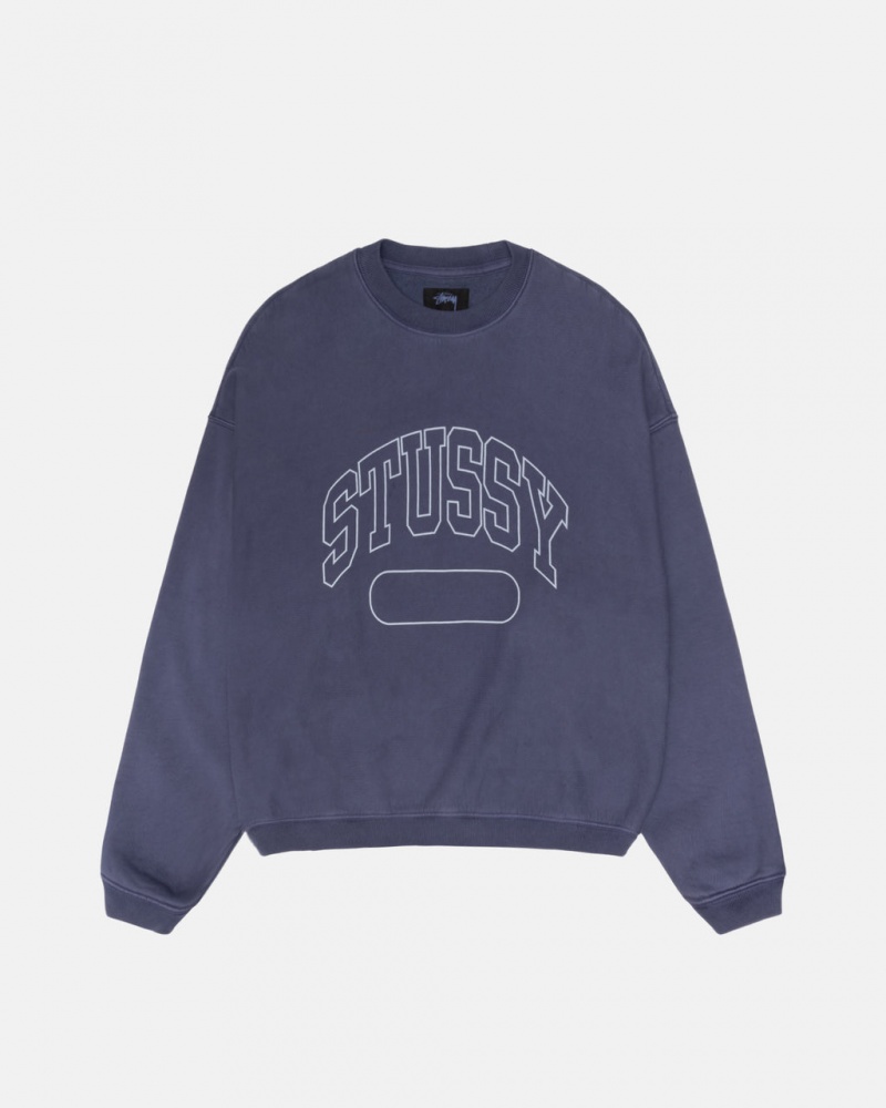 Stussy Varsity Oversized Crew - Unisex Hoodies Niebieskie | PLQCS86082