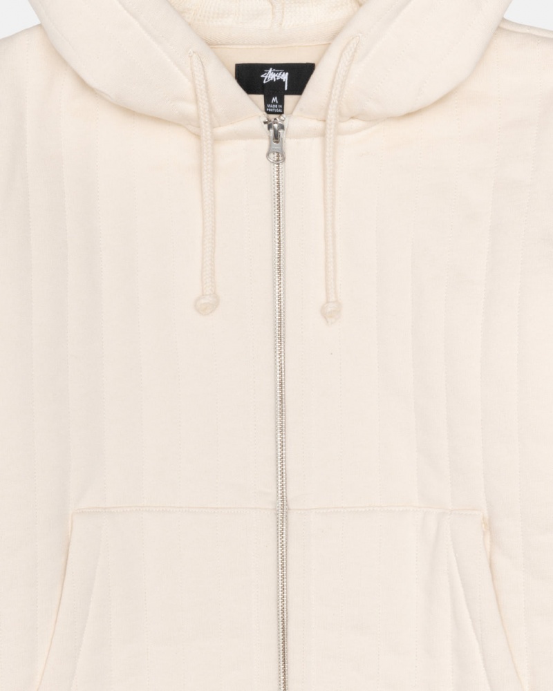 Stussy Vertical Pikowana Zip Hood - Unisex Hoodies Białe | LPLPL58300