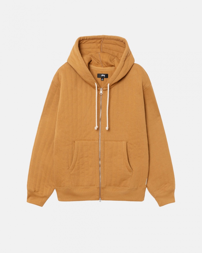 Stussy Vertical Pikowana Zip Hoodie - Unisex Hoodies Brązowe | YPLGT34792