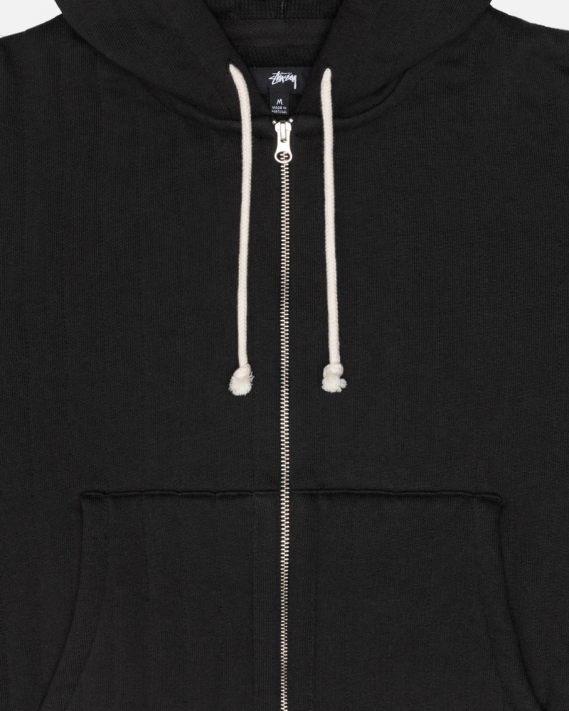 Stussy Vertical Pikowana Zip Hoodie - Unisex Hoodies Czarne | PLCIF96917