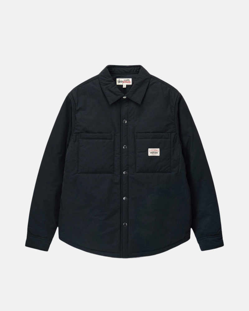 Stussy Watowany Tech Over Shirt - Unisex Tops Shirts Czarne | DPLKV50403