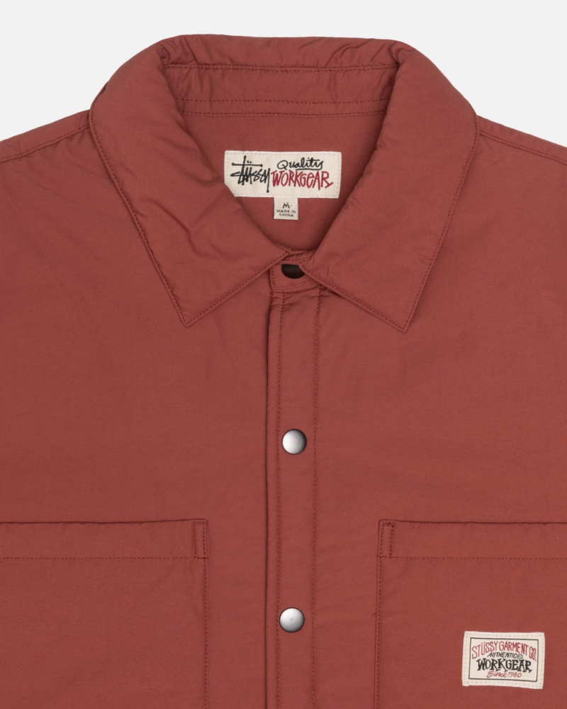 Stussy Watowany Tech Over Shirt - Unisex Tops Shirts Ciemny Czerwone | PLEGJ99428