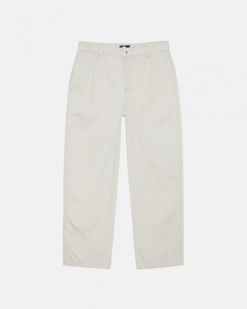 Stussy Workgear Trouser Twill - Unisex Pants Białe | EPLHC56340