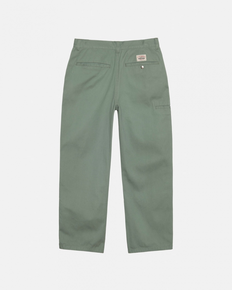 Stussy Workgear Trouser Twill - Unisex Pants Zielone | PLCIF30798