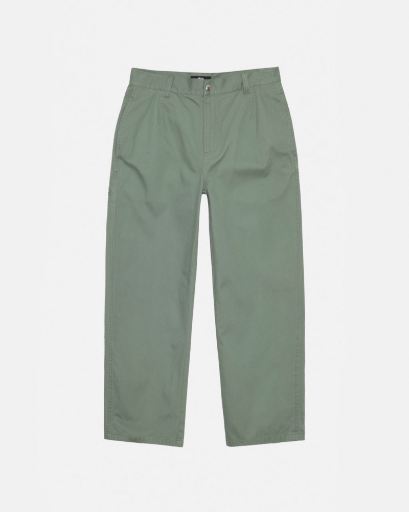 Stussy Workgear Trouser Twill - Unisex Pants Zielone | PLCIF30798